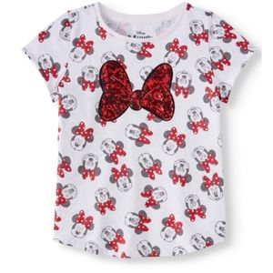 Disney Minnie Mouse AOP Sequin Short Sleeve Tee Size XXL